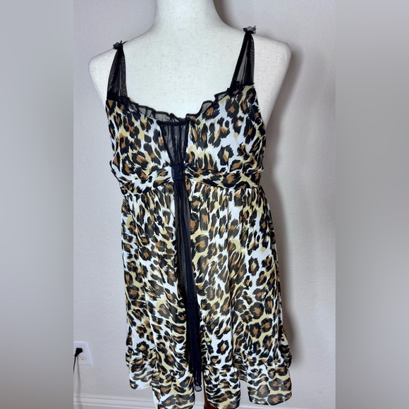 Betsey Johnson Other - Betsey Johnson Intimates Leopard Print
Babydoll Chemise Lingerie Size Large
